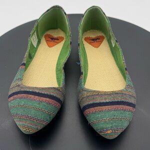 Rocket Dog Green Striped Woven Pointed Toe Flats Size 8.5 M